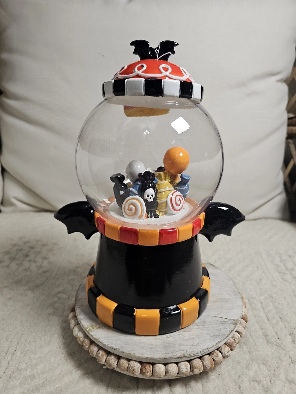 Halloween Candy Corn Lane Gumball Globe Decor - Black & Orange